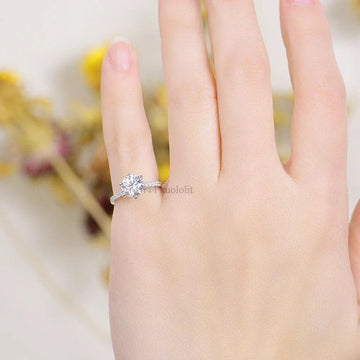 Luxury 1.5CT Round VVS1 Moissanite Diamonds 925 Sterling Silver Rings for Women Ring for Engagement and Wedding